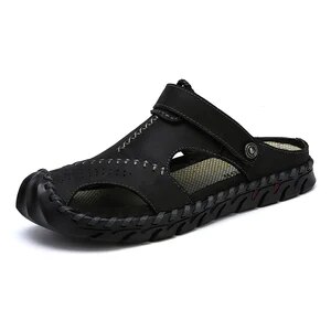 Men Leather Sandals Summer Classic Men Shoes Slippers Soft Sandals Men Roman Comfortable Outdoor Walking Footwear