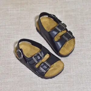 Summer New Kids Beach Sandals for Boys Cork Sandals Non-slip Soft Leather Girls Sport Sandal Outdoor Fashion Children Shoes - Image 2