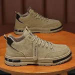 Genuine Suede Leather Men Loafers Casual Shoes Men Sneakers Lace Up Oxford  Outdoor Jogging Shoes Board Safety Shoes