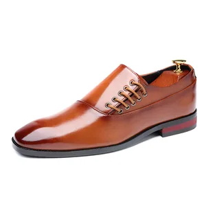 Men Leather Shoes New Style Formal Dress Wedding Shoes Red Wine British Style Business Office Lace-Up Leather Loafers 2020 ui98 - Image 3