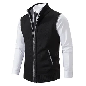 Men Winter Vest Men's Knitted Sleeveless Sweater Cardigan Pullovers Turtleneck Sweatercoat Knitwear Male - Image 2