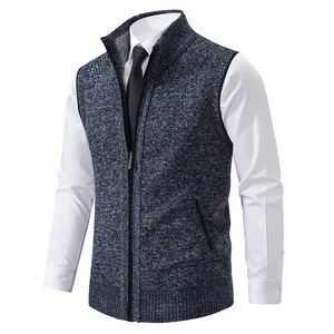 Men Winter Vest Men's Knitted Sleeveless Sweater Cardigan Pullovers Turtleneck Sweatercoat Knitwear Male - Image 3