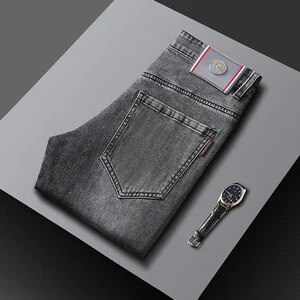 New Men's Spring Autumn Jeans Classic Male Skinny Straight Stretch Brand Denim Pants Overalls Slim Fit Trouser Men Jeans - Image 2