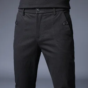 2022 New Men's Pants Slim Casual Pants Full Length Fashion Business Stretch Trousers Male Brand Pants Black Blue Pantalones - Image 2