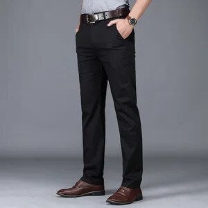 Cotton Casual Pants Mens Clothing Straight Business Green Black Khaki Trousers Male Brand 2023 - Image 2