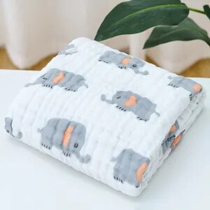 105*105CM 100% Cotton 6 Layers Soft Muslin Swaddle Blanket Baby Bath Towel Infant Stroller Blanket Sleeping Swaddle