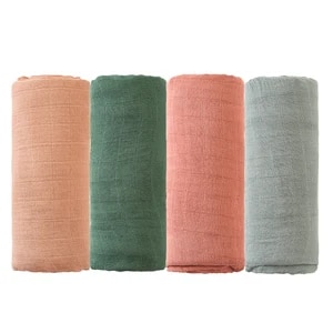 120*110CM Digital Print 4PCS Set Bamboo Cotton 2Layer Super Soft Muslin Swaddle High Quality Wrap For Newborn Baby